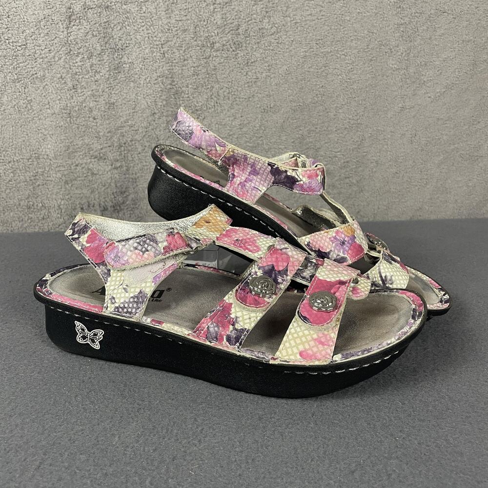 Alegria Sandals Womens Size 38 Floral Multi Color Comfort Leather Walking Shoes